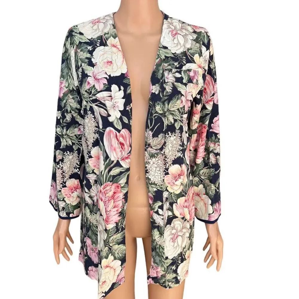 Ashley & me vintage floral open front cotton blend cardigan size 16WP fits L